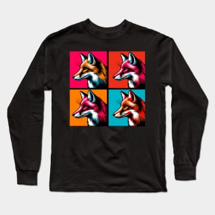 Vivid Vulpine Vision: Pop Art Fox Long Sleeve T-Shirt